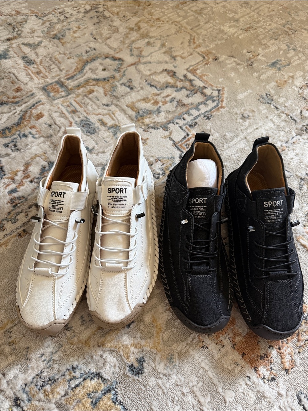 Sporto Dual-Pair Men's Lace-Up Sneakers in White and Black